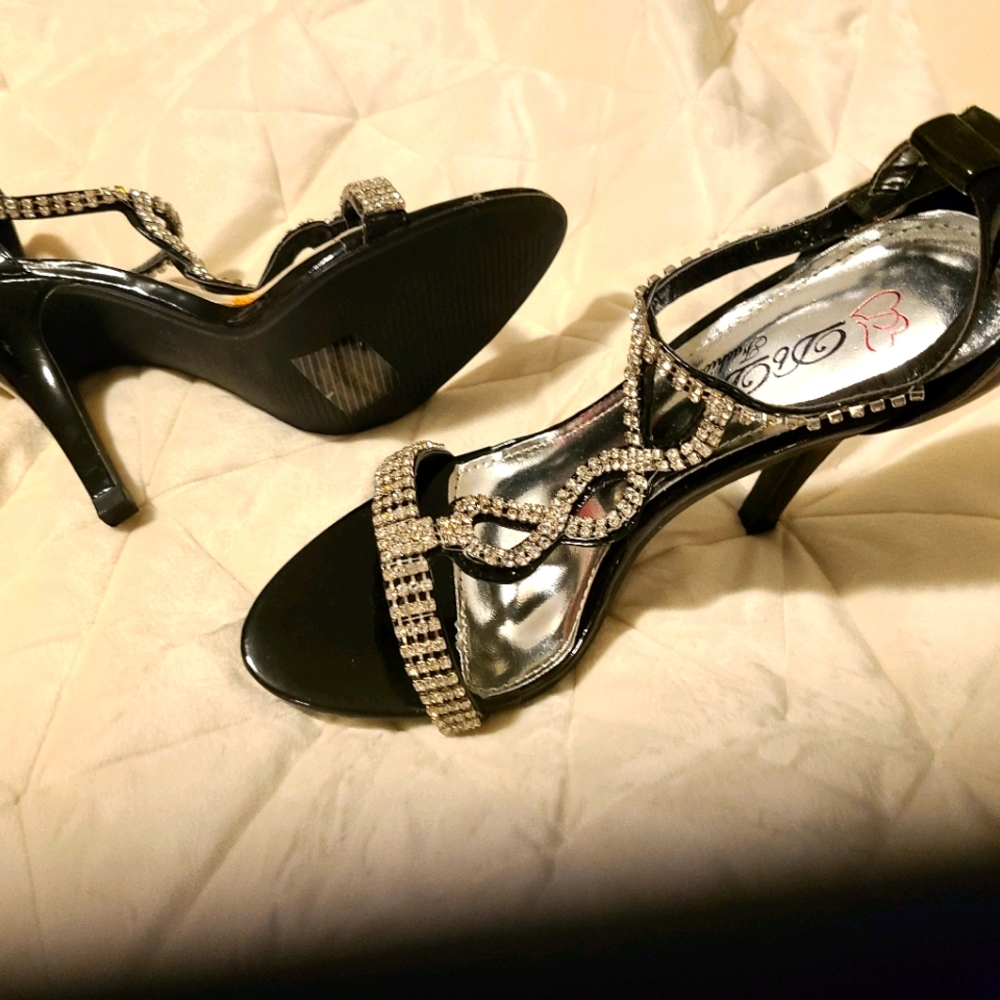 DbDk black rhinestone ankle strapped heels